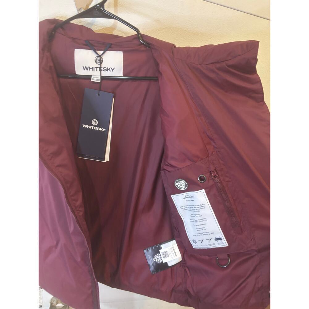 Whitesky Assymetrical Zip Maroon Goose Down Ski Winter Jacket NWT Size XXS - Picture 7 of 7